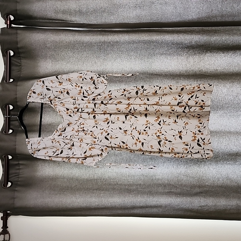 Hayden Cream Floral Square Neck Dress - 1X